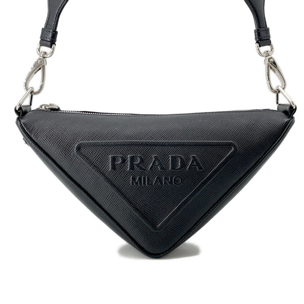 PRADA Triangle Bag Sapphire Shoulder Bag Black2VH155 Leather