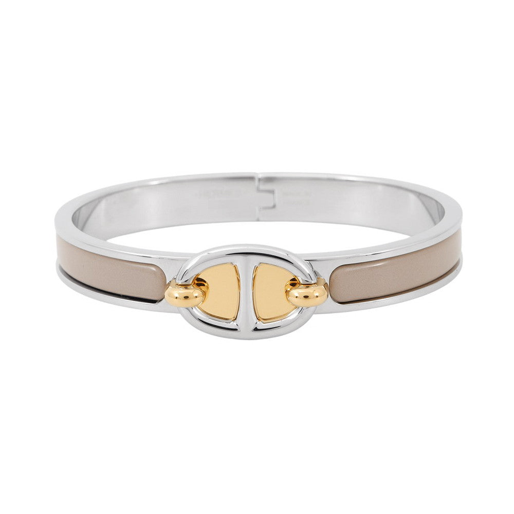 HERMES Mini Clic Chaine d'Ancre Bracelet Marong rasse Metal Enamel
