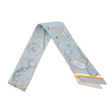 将图像加载到图库查看器中，HERMES Twilly &quot;C&#39;est la Fête&quot; Blue Gacier/Rose Poudre/GrayH062743S Silk100%
