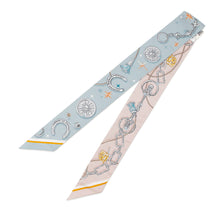 将图像加载到图库查看器中，HERMES Twilly &quot;C&#39;est la Fête&quot; Blue Gacier/Rose Poudre/GrayH062743S Silk100%
