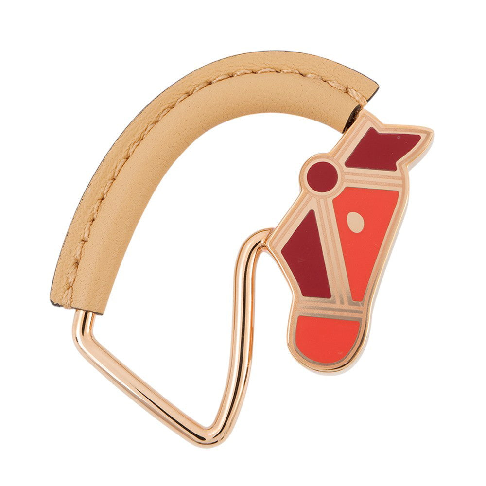 HERMES Cheval Brooch Natural SableH500247FD21 PGP Leather