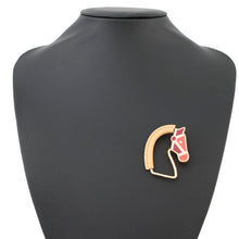 将图像加载到图库查看器中，HERMES Cheval Brooch Natural SableH500247FD21 PGP Leather
