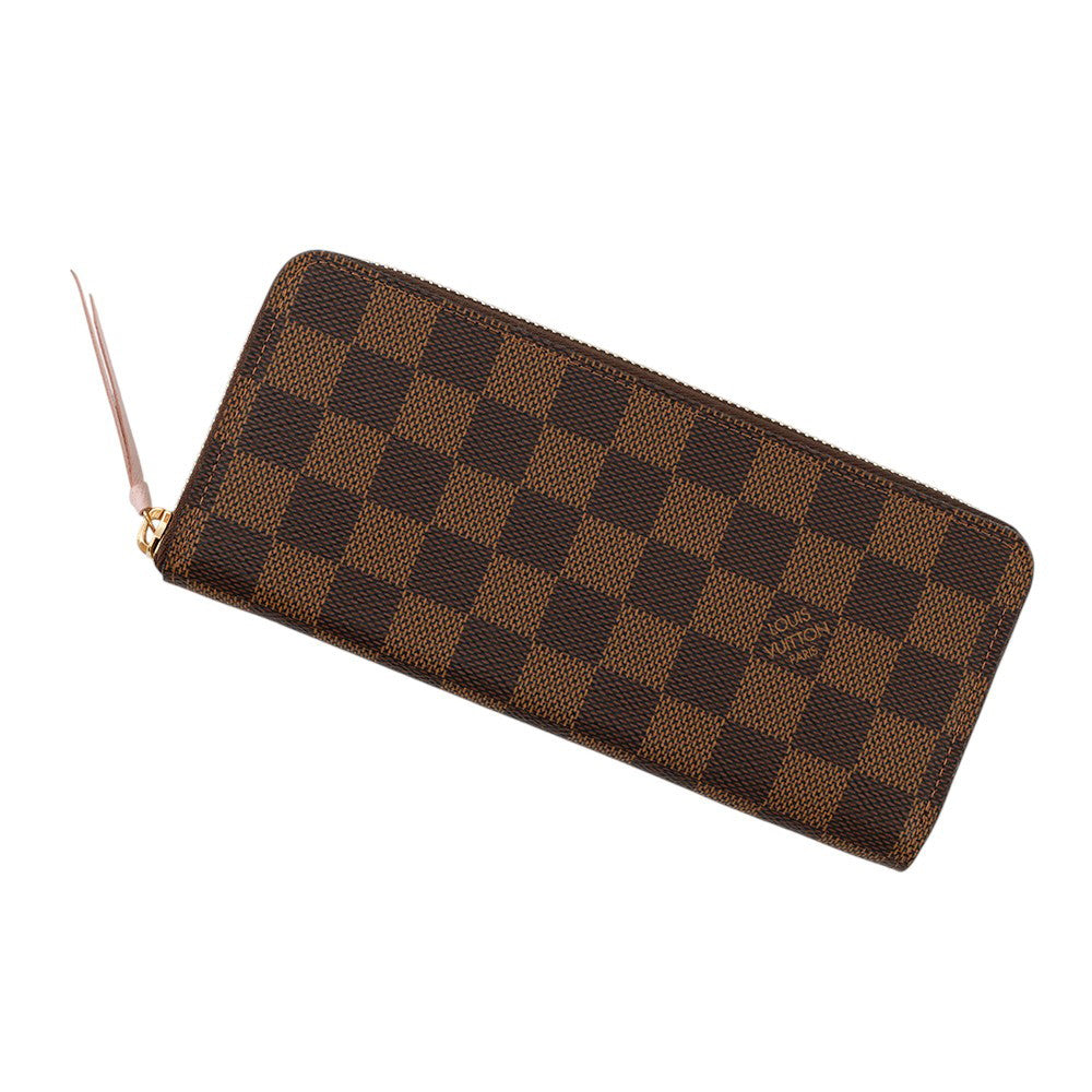 LOUIS VUITTON Portefeuille Clemence Rose BallerineN41626 Damier Ebene Canvas