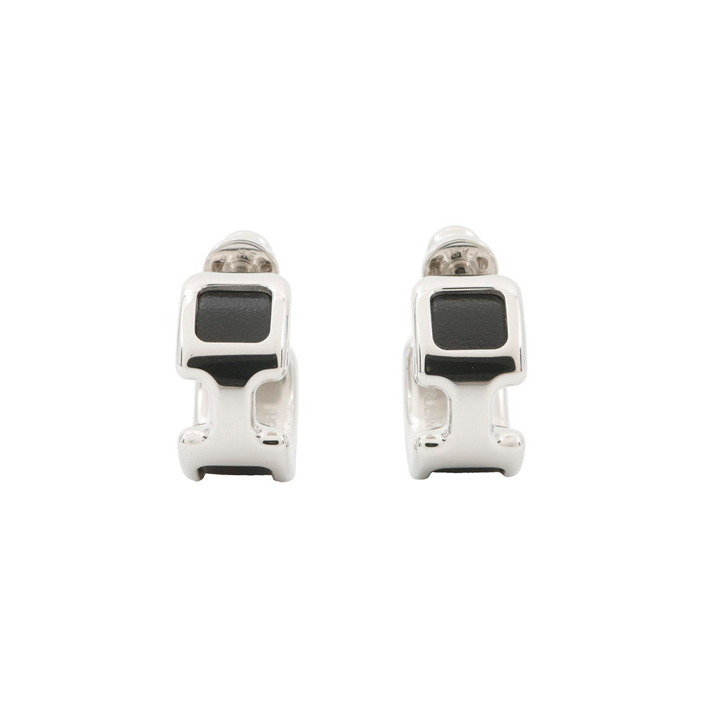 HERMES Earrings 《Olympe》 Size PM Black Metal Box Calf Leather