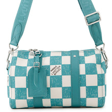 将图像加载到图库查看器中，LOUIS VUITTON City Keepall Turquoise/WhiteN50076 damier checkerboard
