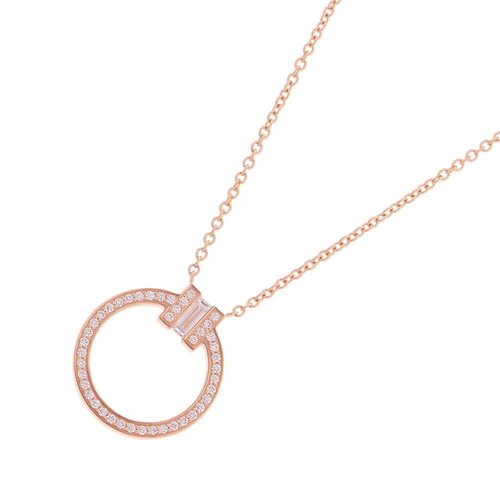 TIFFANY&Co. T Two Circle Diamond Pendant63843091 18K Pink Gold