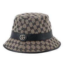 将图像加载到图库查看器中，GUCCI GG Canvas bucket hat Size XL Beige/Navy576587 Polyester68% Cotton16% Nylon16%

