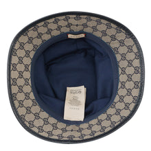 将图像加载到图库查看器中，GUCCI GG Canvas bucket hat Size XL Beige/Navy576587 Polyester68% Cotton16% Nylon16%
