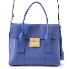 将图像加载到图库查看器中，Ferragamo Gancini 2WAYShoulder Bag Blue21 E990 Leather
