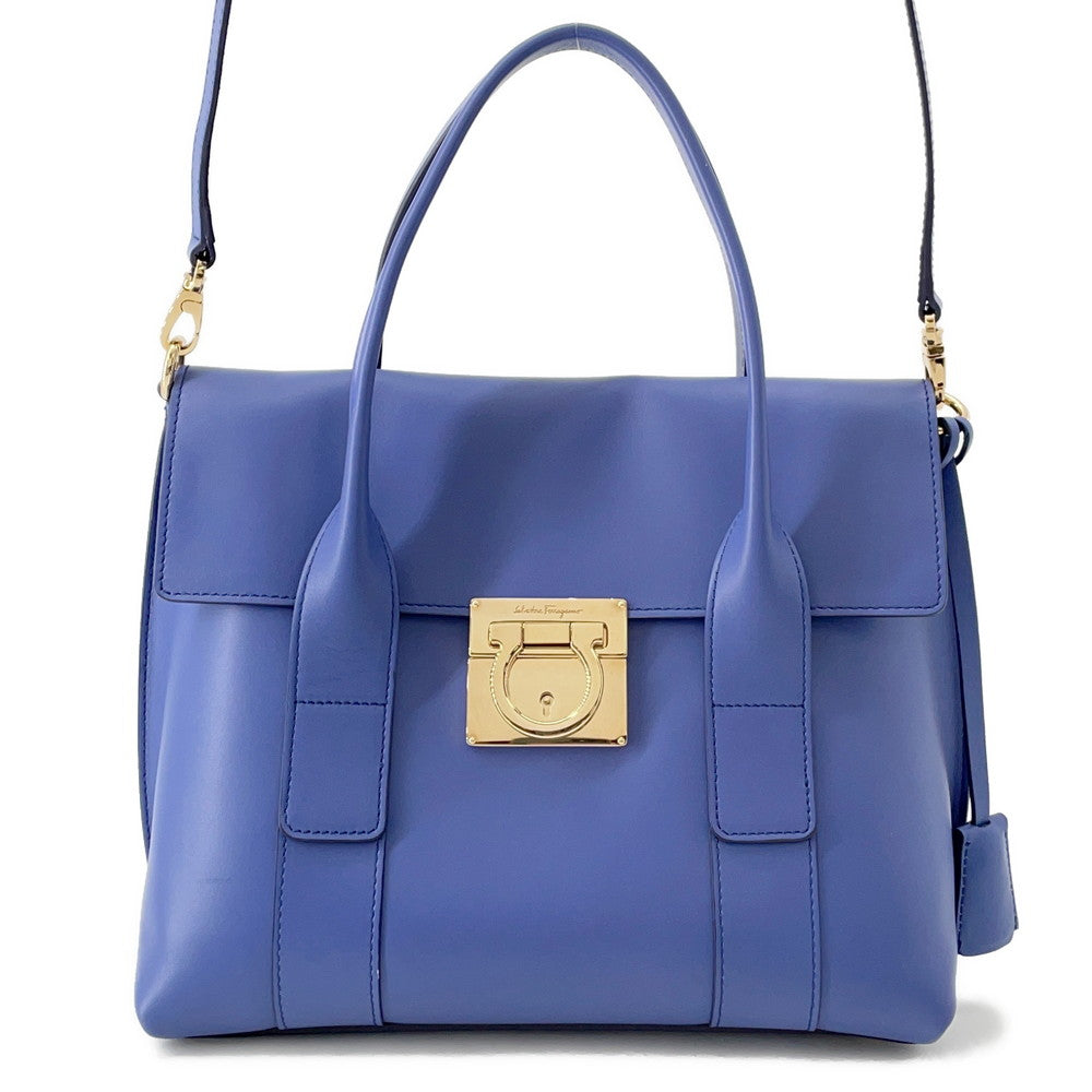 Ferragamo Gancini 2WAYShoulder Bag Blue21 E990 Leather