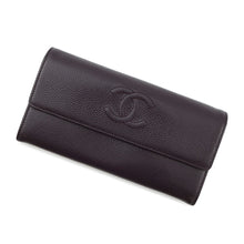 Load image into Gallery viewer, CHANEL CC Logo Long Flap Wallet PurpleA50070 Caviar Leather
