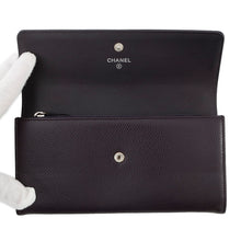 Load image into Gallery viewer, CHANEL CC Logo Long Flap Wallet PurpleA50070 Caviar Leather
