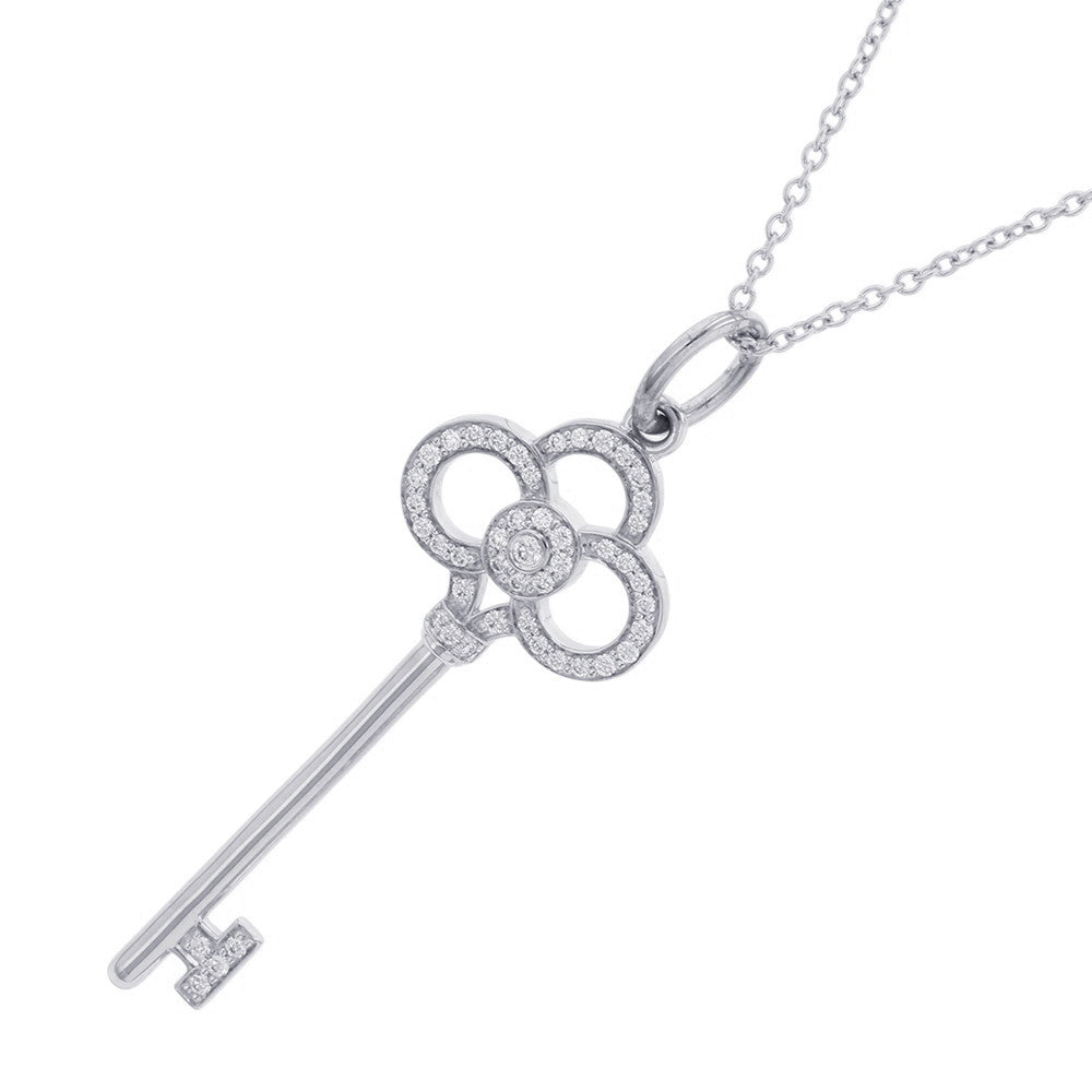 TIFFANY&Co. Crown Key Necklace Size Mini60010880 18K White Gold