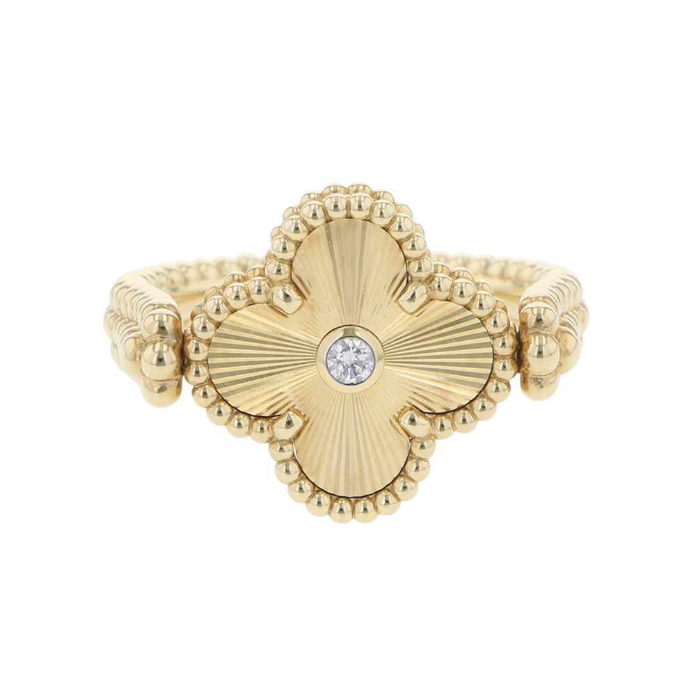 Van Cleef & Arpels Vintage Alhambra Reversible Ring Size 56/#16VCARPGV100 18K Yellow Gold