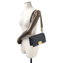 Load image into Gallery viewer, CHANEL Boy Chanel ChainShoulder Bag BlackA67085 Caviar Leather Size Small
