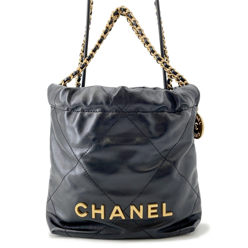 CHANEL Chanel 22 Handbag BlackAS3980 Shiny Calf Leather Size Mini