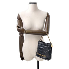 将图像加载到图库查看器中，CHANEL Chanel 22 Handbag BlackAS3980 Shiny Calf Leather Size Mini
