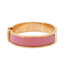将图像加载到图库查看器中，HERMES Clic H Bracelet Size PM Rose Patch Enamel Gold Plated
