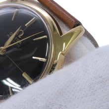 将图像加载到图库查看器中，OMEGA Seamaster W33mm K18YG Leather Black Dial14704-3SC
