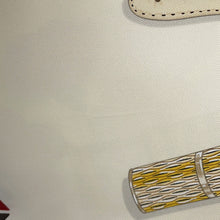 Load image into Gallery viewer, HERMES Wristwatch by Carre L&#39;Heure des Gants Gloves Size 90 Blanc Casse/Etoupe/RougeH Silk100%
