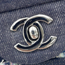 将图像加载到图库查看器中，CHANEL Matelasse W flap ChainShoulder NavyA01112 Tweed Denim Leather
