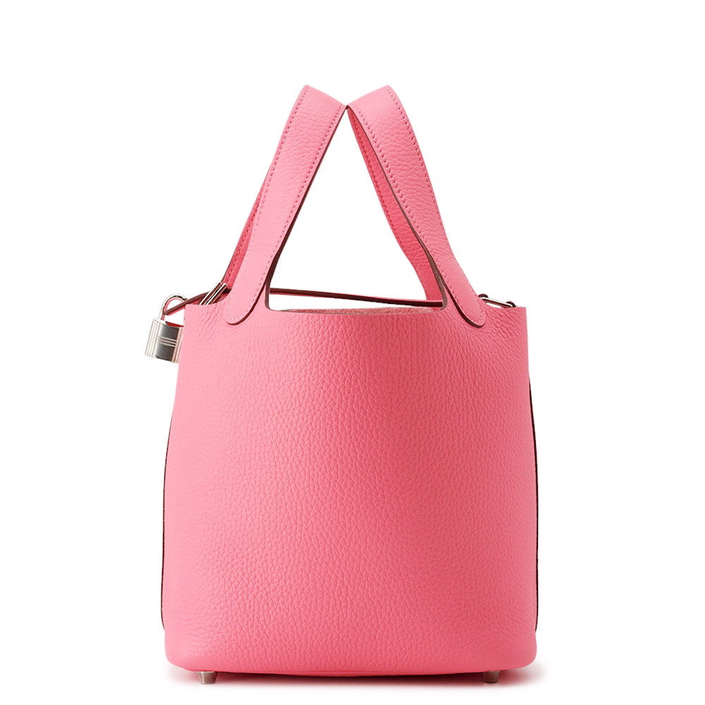 HERMES Picotin Lock Rose Azalee Taurillon Clemence Size PM