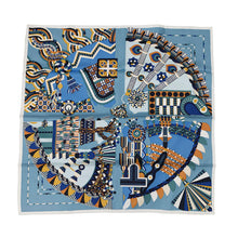 Load image into Gallery viewer, HERMES Carre Haute Parure Size 90 Blue Jean/BeigeDre/Ciel Silk100%
