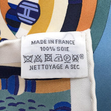 将图像加载到图库查看器中，HERMES Carre Haute Parure Size 90 Blue Jean/BeigeDre/Ciel Silk100%
