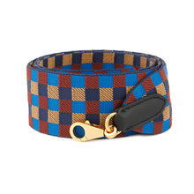 将图像加载到图库查看器中，HERMES Bandouliere Sangle Maxi Quadrille Black/Blue Billiards/Biscuit/Rouge H Swift Leather toile Size 2&quot;/41.3&quot;
