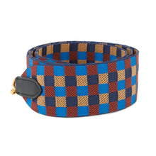 将图像加载到图库查看器中，HERMES Bandouliere Sangle Maxi Quadrille Black/Blue Billiards/Biscuit/Rouge H Swift Leather toile Size 2&quot;/41.3&quot;
