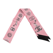 将图像加载到图库查看器中，CHANEL CC Logo Headband Scarf PinkAA8947 Silk100%
