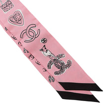 将图像加载到图库查看器中，CHANEL CC Logo Headband Scarf PinkAA8947 Silk100%

