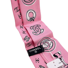 将图像加载到图库查看器中，CHANEL CC Logo Headband Scarf PinkAA8947 Silk100%
