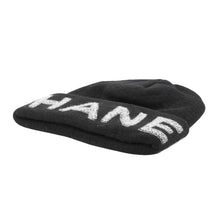 Load image into Gallery viewer, CHANEL Logo knit hat Black/Gray Wool 70% Cashmere30%
