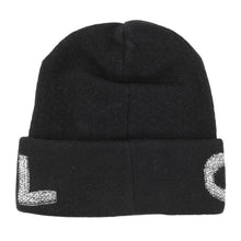 Load image into Gallery viewer, CHANEL Logo knit hat Black/Gray Wool 70% Cashmere30%
