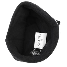 Load image into Gallery viewer, CHANEL Logo knit hat Black/Gray Wool 70% Cashmere30%
