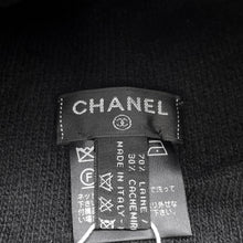 Load image into Gallery viewer, CHANEL Logo knit hat Black/Gray Wool 70% Cashmere30%
