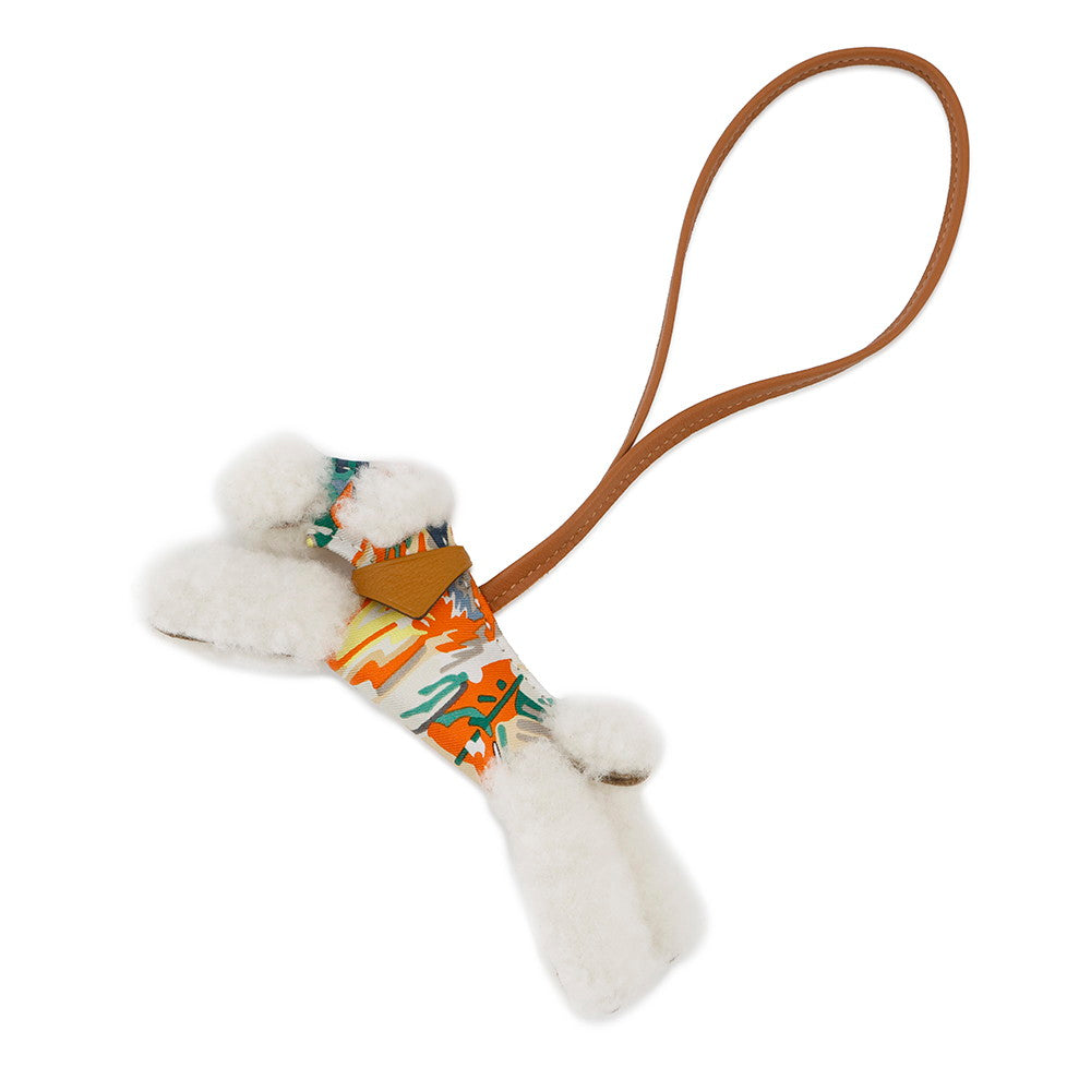HERMES Buddy Bag Charm Aloha White/Multicolor/Gold Silk Chevre Myzore Goatskin Mouton