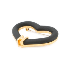 Load image into Gallery viewer, HERMES Brooch &quot;Au Coeur du Fauve&quot; Black Swift Leather Gold Plated
