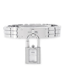 将图像加载到图库查看器中，HERMES Kelly watch with diamond bezel W16mm Stainless Steel Sparkling White Lacquer DialKE4.130.130
