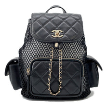 Load image into Gallery viewer, CHANEL Backpack BlackAS5484 Mesh Shiny Lambskin
