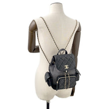 Load image into Gallery viewer, CHANEL Backpack BlackAS5484 Mesh Shiny Lambskin
