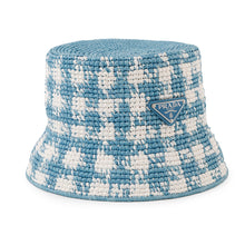 将图像加载到图库查看器中，PRADA Crochet bucket hat Size S White/Light Blue1HC137 Viscose Rayon 100%
