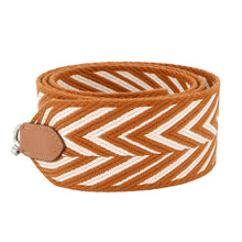 将图像加载到图库查看器中，HERMES Bandouliere Sangle Zigzak Ecru/Gold Canvas Swift Leather Size 2&quot;x4.5&quot;
