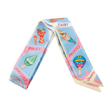 将图像加载到图库查看器中，HERMES Twilly Funny Ice Cream Funny Ice Cream Blue Ciel/Rose Bonbon/Yellow Silk100%
