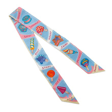 将图像加载到图库查看器中，HERMES Twilly Funny Ice Cream Funny Ice Cream Blue Ciel/Rose Bonbon/Yellow Silk100%
