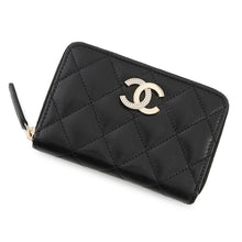 将图像加载到图库查看器中，CHANEL Matelasse Classic Zip Coin Purse BlackAP4341 Caviar Leather/Rhinestone
