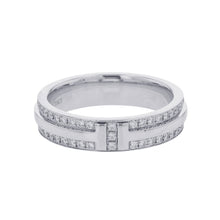 Load image into Gallery viewer, TIFFANY&amp;Co. T Narrow Pave Diamond Ring Size Approximately No. 960151464 18K White Gold
