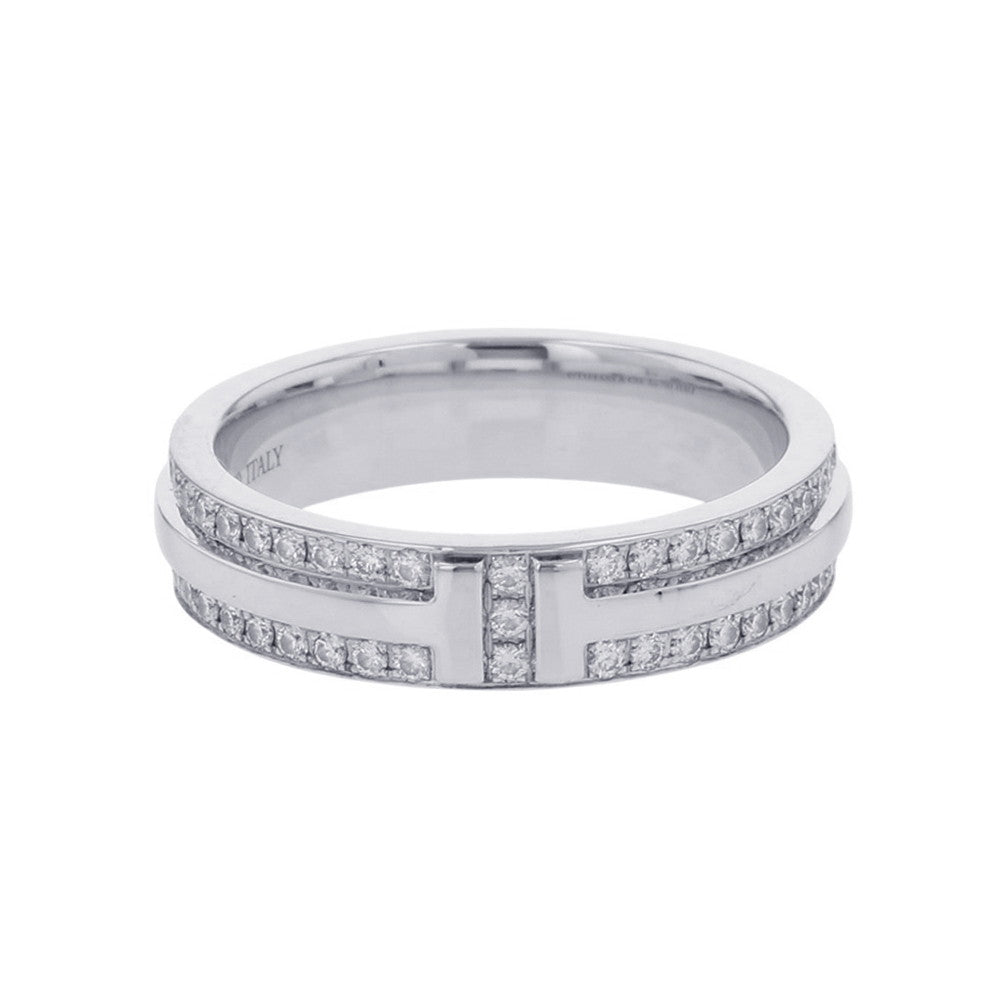 TIFFANY&Co. T Narrow Pave Diamond Ring Size Approximately No. 960151464 18K White Gold
