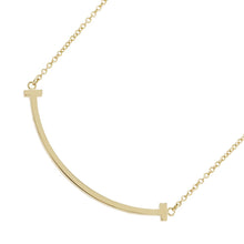 Load image into Gallery viewer, TIFFANY&amp;Co. T Smile Necklace Size Small 18K Yellow Gold
